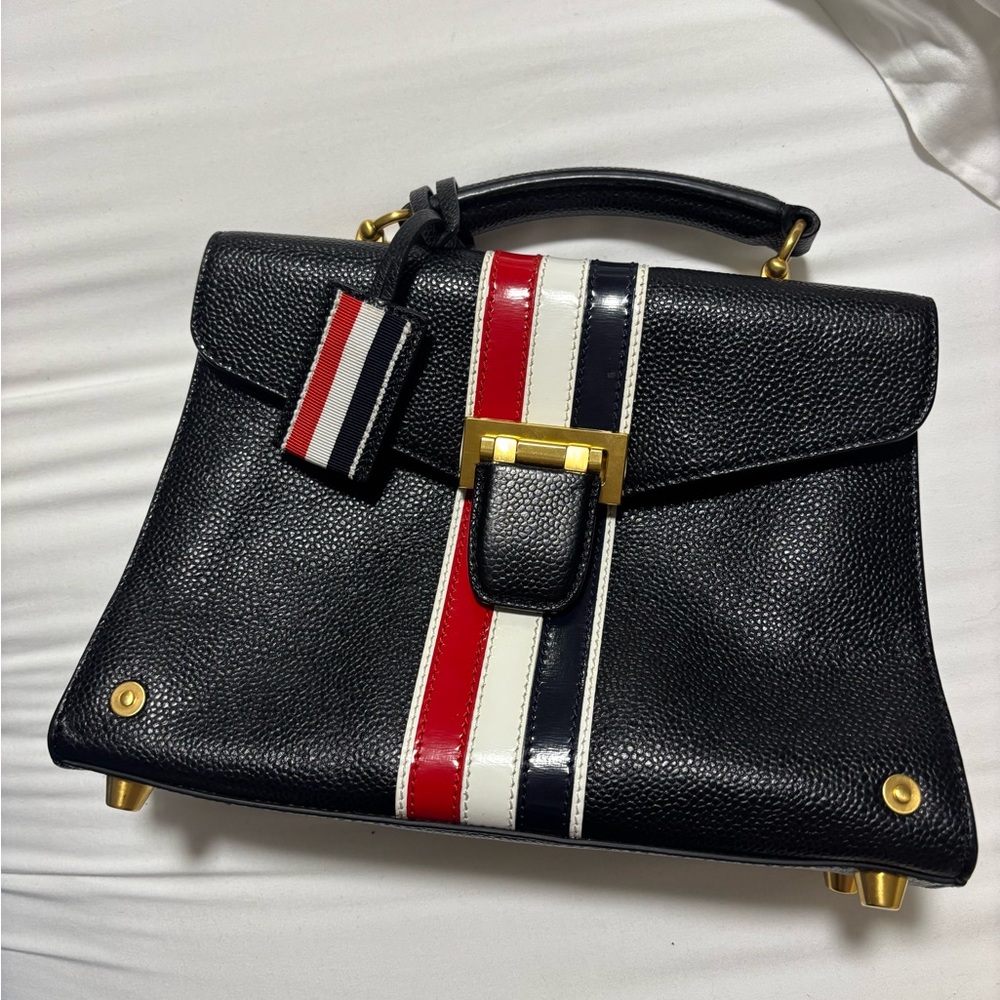 Thom Browne Black Leather Handbag